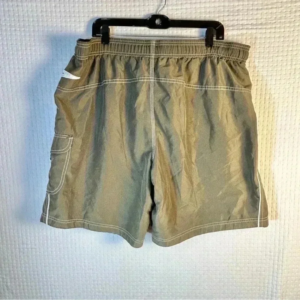 SPEEDO Mens Size XL Swim Beach Surf Board Shorts Drawstring Khaki Green